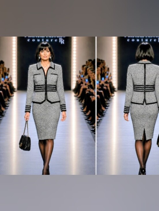 Patricia Rhodes Dresses & Skirts - Patricia Rhodes Couture Black White Boucle Tweed Crystal Peplum skirt Suit 12